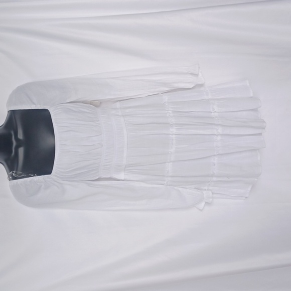 NWT Altar'd State Cotton Ruffled Tiered Mini Dress Size M White Boho Milkmaid - Picture 1 of 8